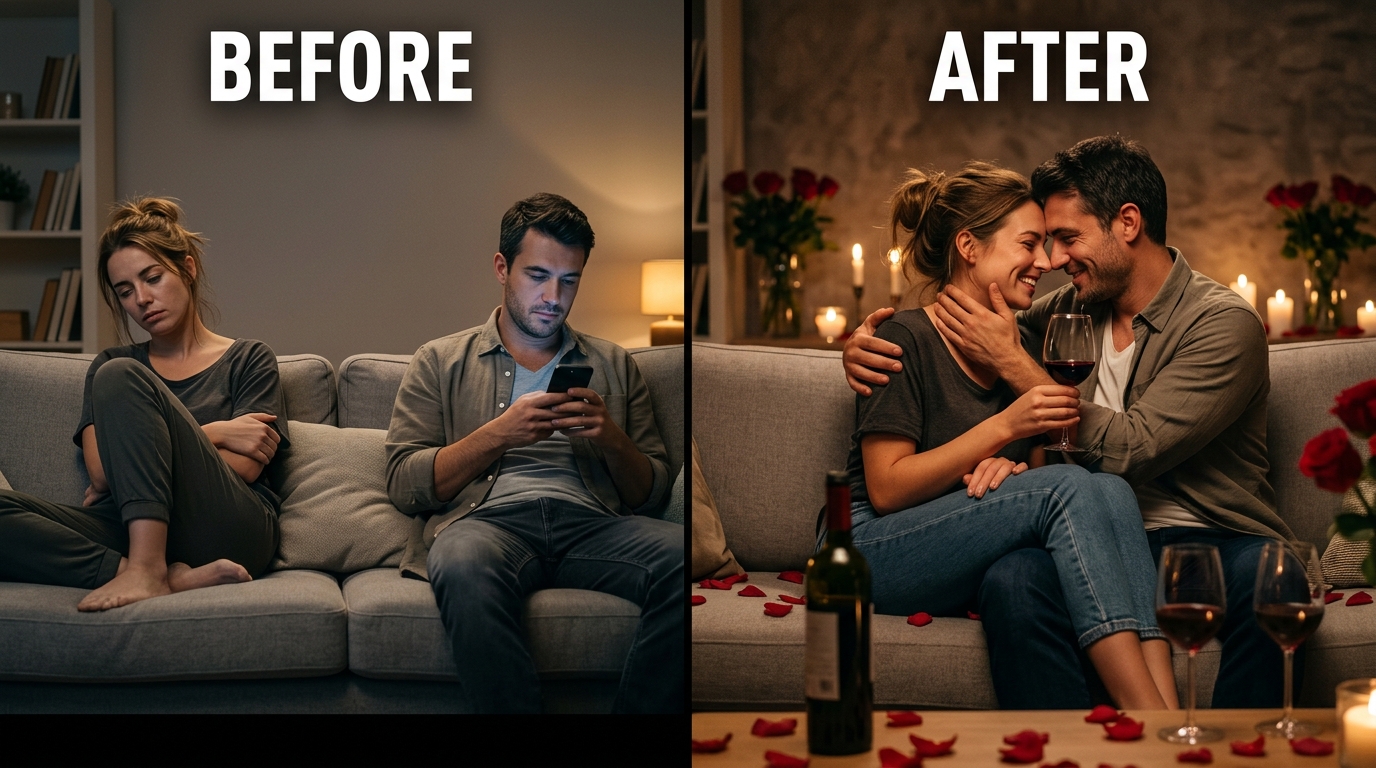 Couple transformation from distracted phones to deep intimacy